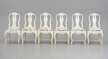 A set of six Swedish rococo chirs attributed to J E Höglander.