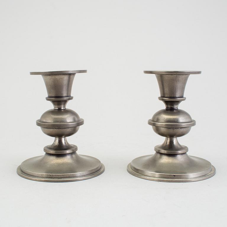 A pair of pewter candlesticks by Edvin Ollers, Stockholm 1950s.