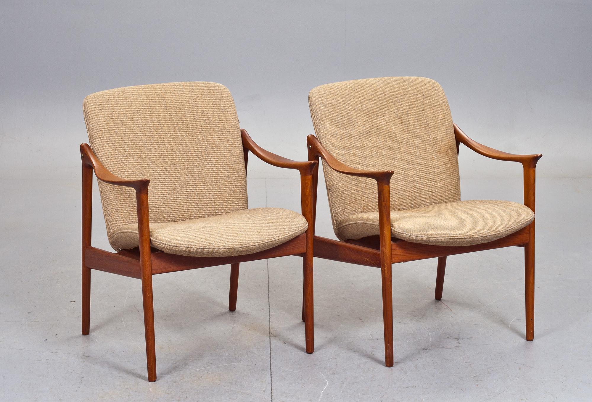 KARMSTOLAR, ett par, Lenestolfabrikk Vatne Norway, 1960-tal.