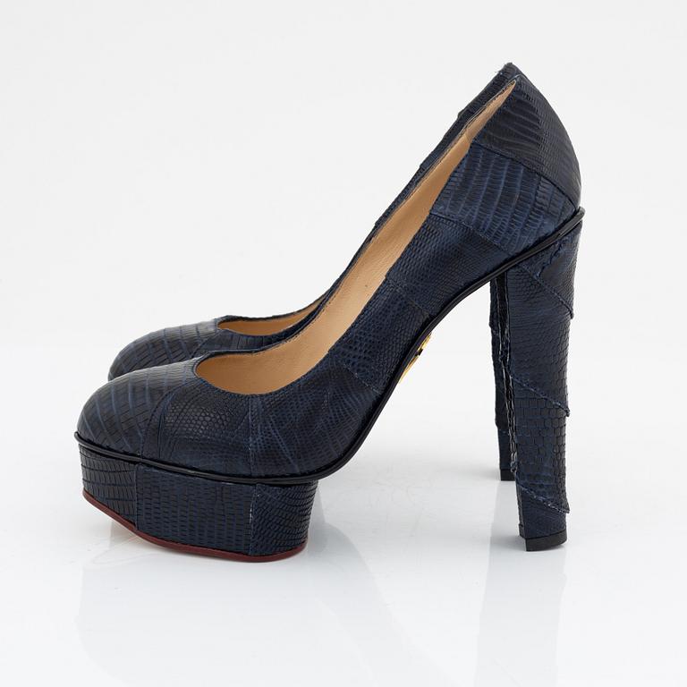 Charlotte Olympia, a pair of reptile leather pumps, size 37.