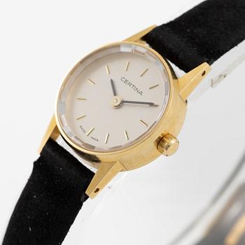 Certina, wristwatch, 18K gold, 19 mm.