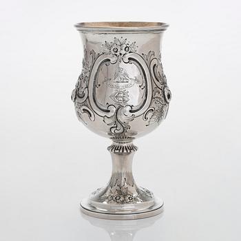 A sterling silver goblet, London 1869.