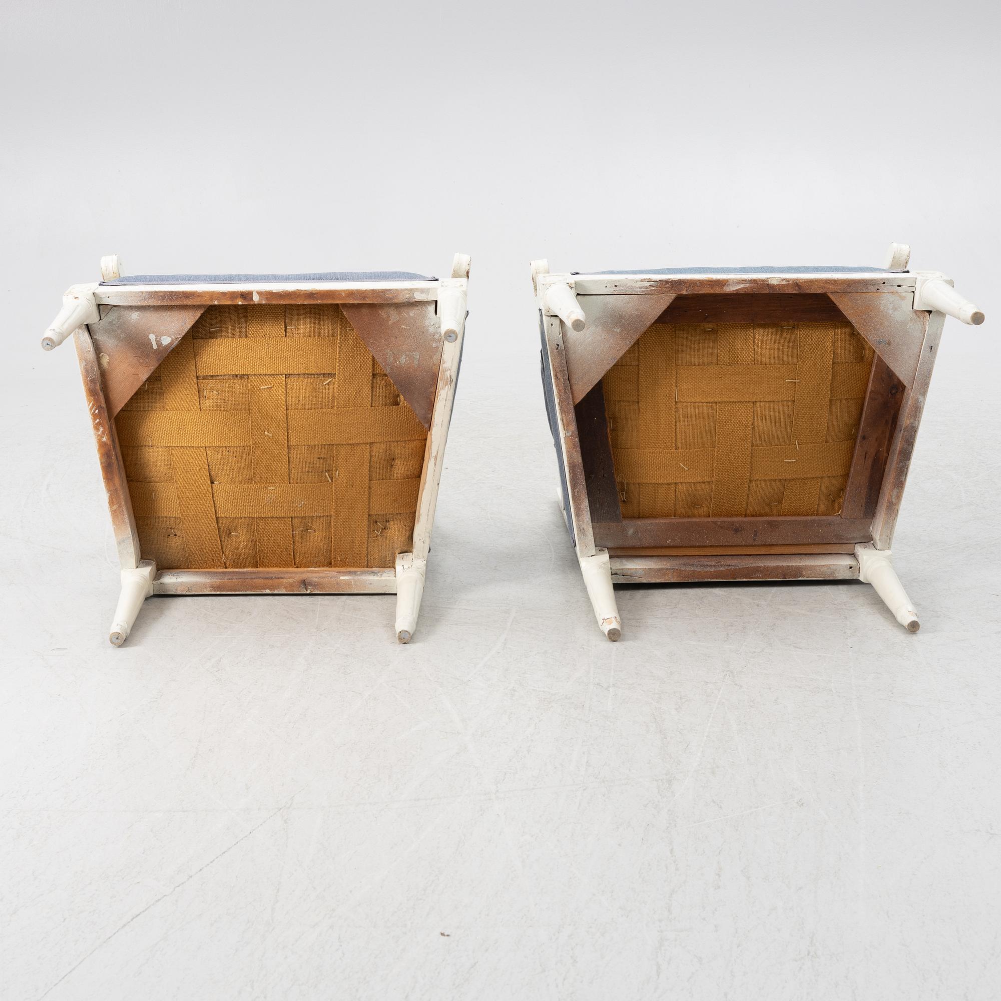 Armchairs, a pair, Gustavian style, circa 1900.