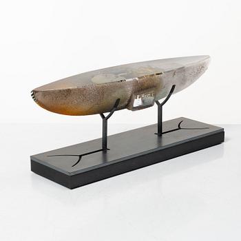 Bertil Vallien, skulptur, båt, glas, ed 48/60, Kosta Boda, signerad.