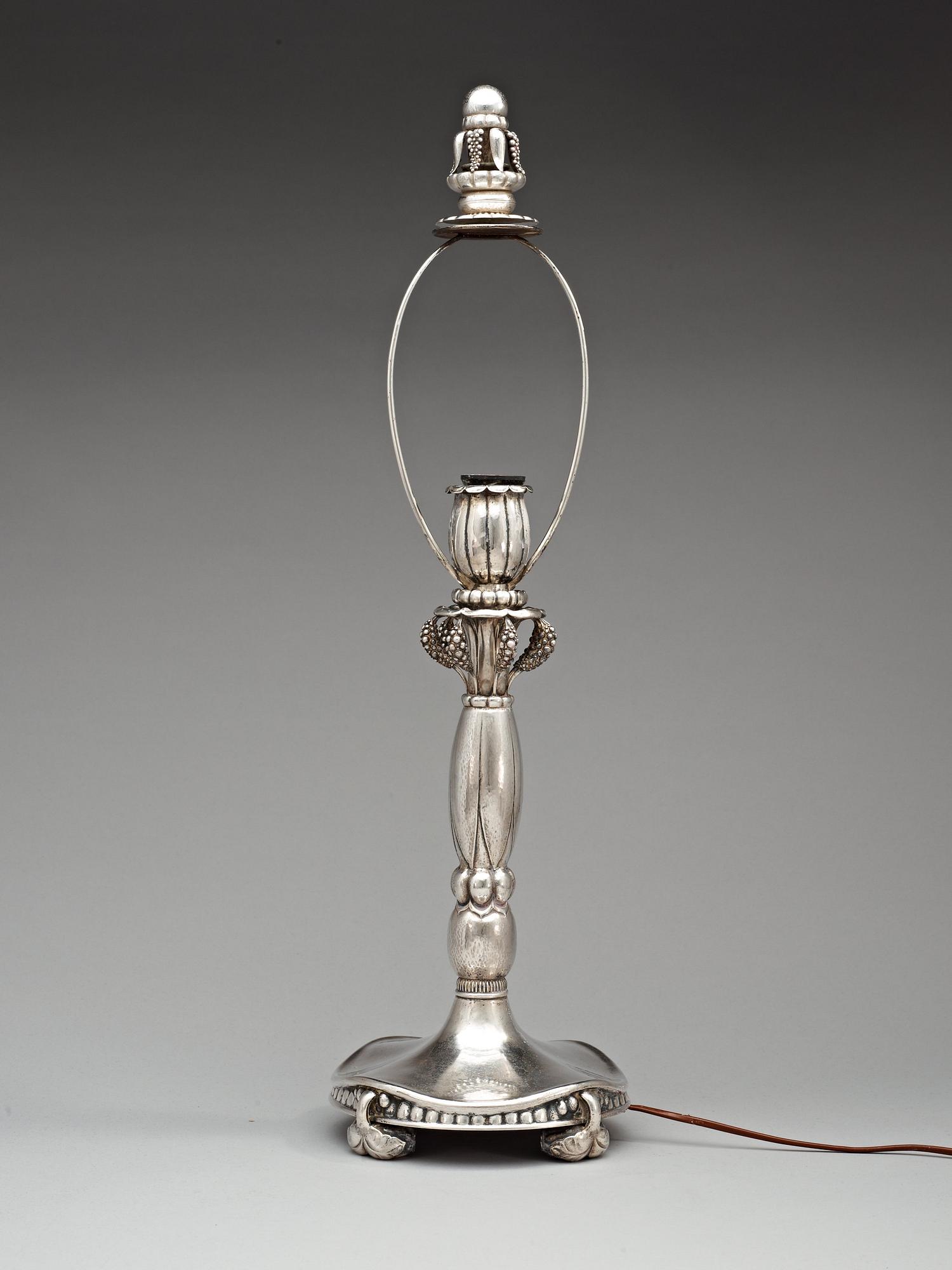 A Georg Jensen silver table lamp, Copenhagen 1919-21, 830/1000 silver.