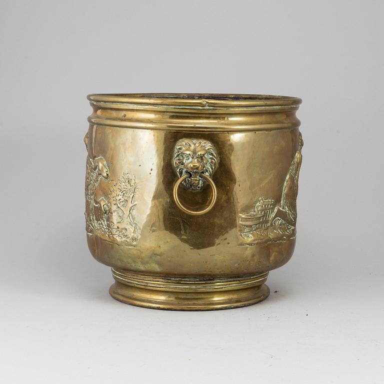 A 19th century brass flower pot.