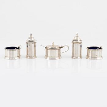William Neale & Son Ltd, kryddset, 7 delar, silver, Birmingham, England, 1931.