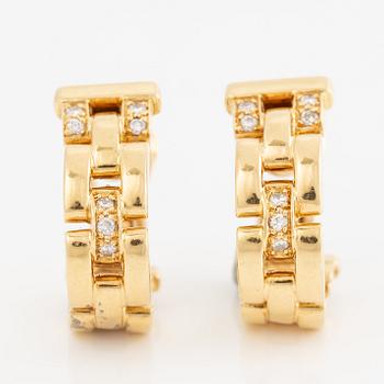 Cartier, earrings, 18K gold set with brilliant-cut diamonds.