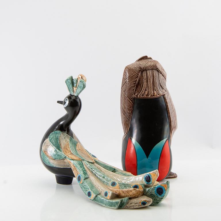 Figurines 2 pcs Gobel Peacock and Monkey 1980s porcelain.