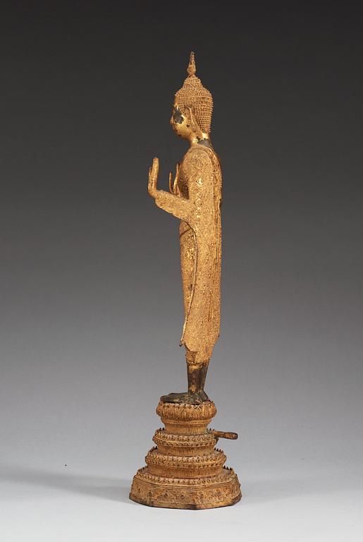 BUDDHA, förgylld brons. Thailand, Ratanakosin, 1800-tal.