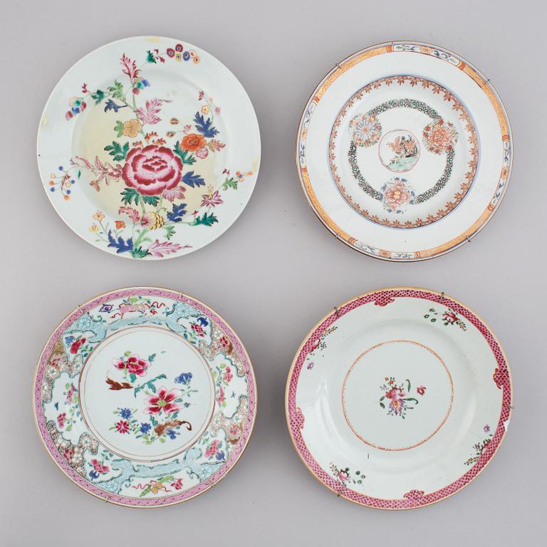 A set of 16 odd export  plates, Qing dynasty, Qianlong (1736-95).