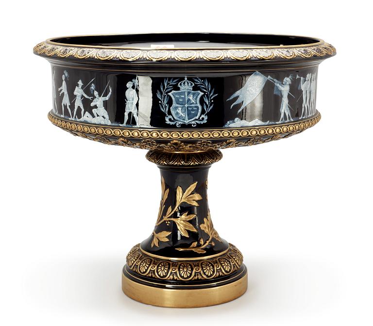 A blue and gold glazed centerpiece, probably by G.A Werner, Rörstrand 1880.