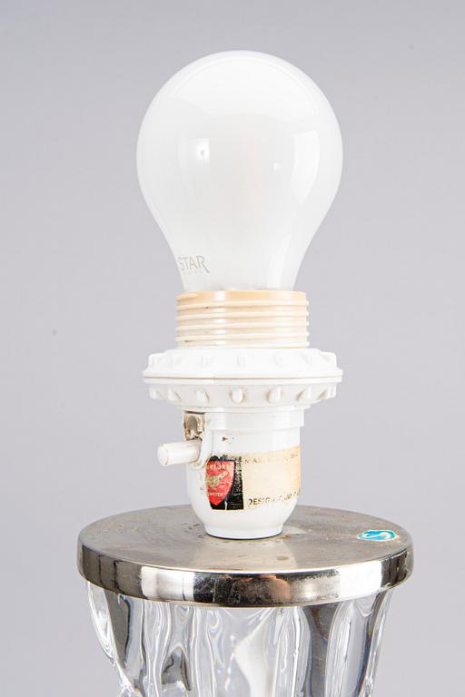 CARL FAGERLUND, a pair of glass table lamps, Orrefors 1477.