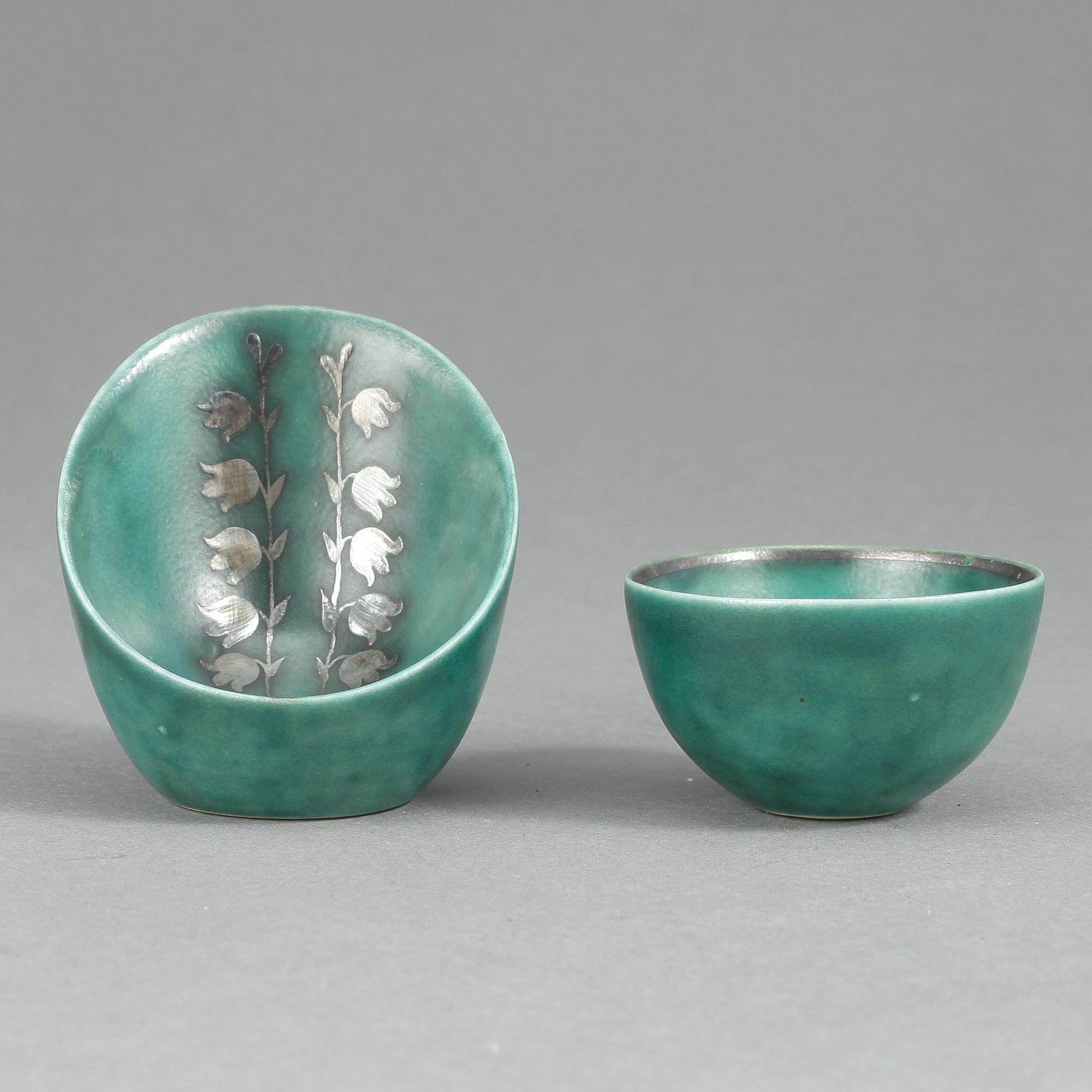 MINIATYRER, 2 st, stengods, "Argenta", Wilhelm Kåge, Gustavsberg.