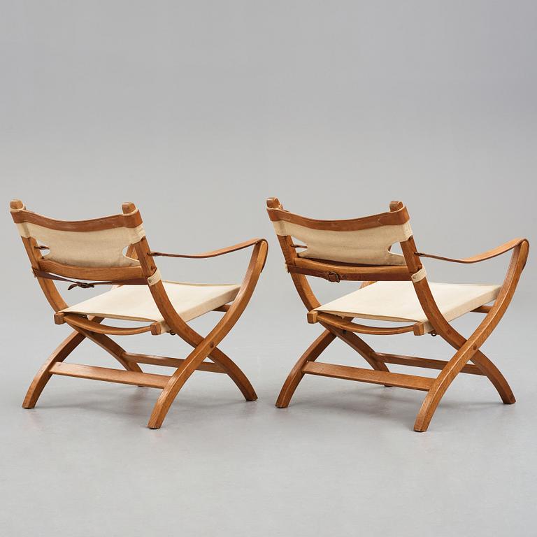 Poul Hundevad, a pair of "Safari chairs", Vamdrup, Denmark 1950's.
