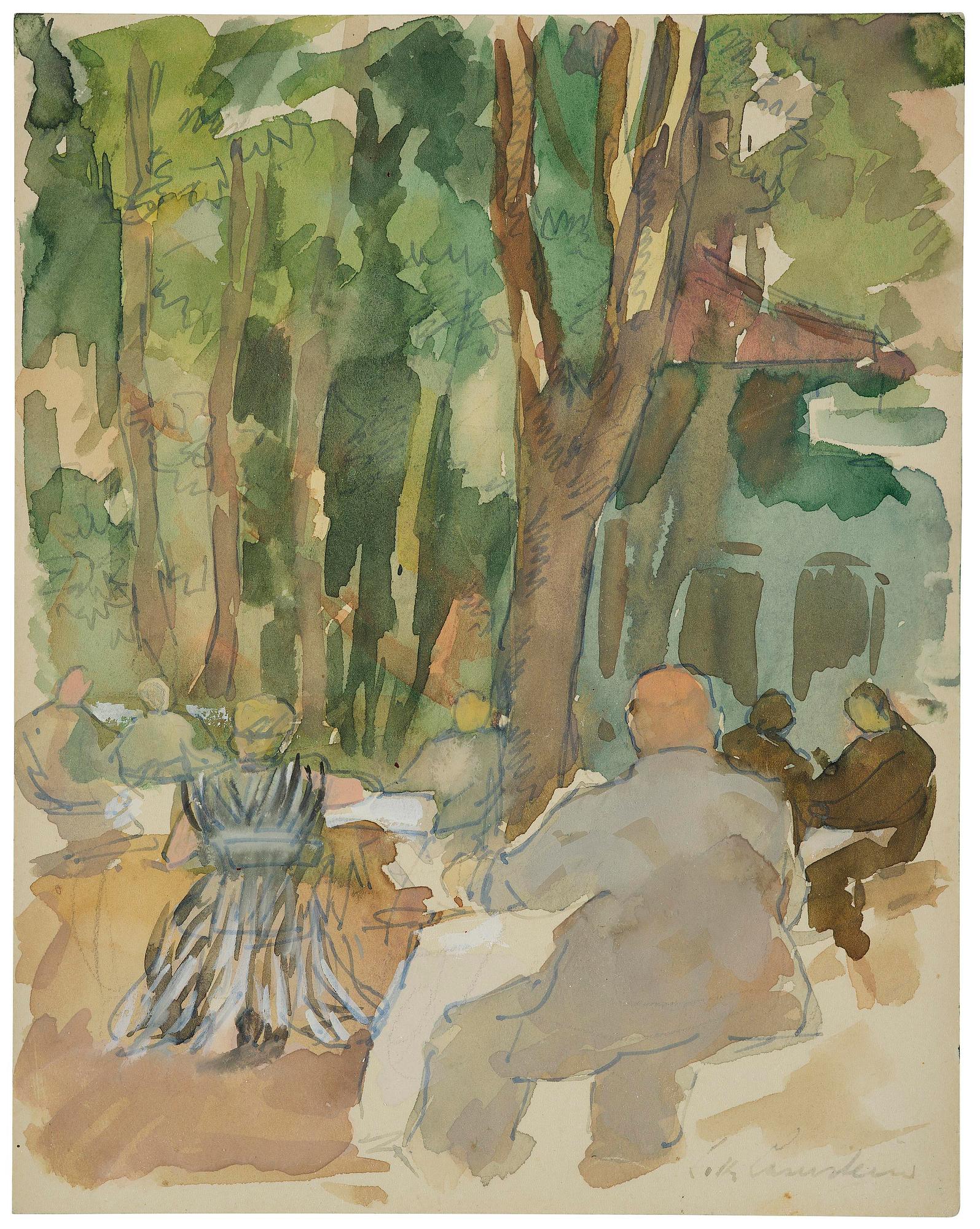 Lotte Laserstein, Café scene under the trees.