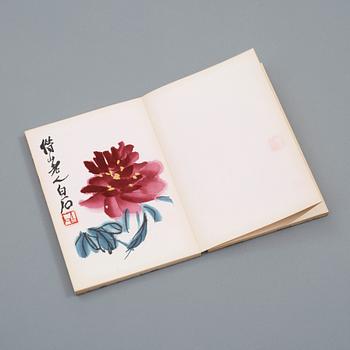 BOK med TRÄSNITT, "Qi Baishi hua ji", utgiven av Rong Bao Zhai xin ji, 1952, illustrerad med 22 färgträsnitt.