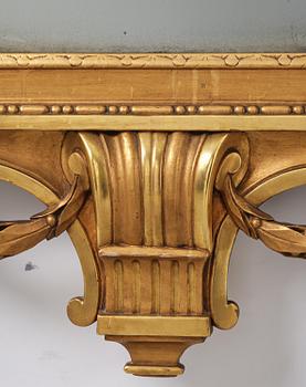 A Gustavian giltwood mirror, Stockholm, late 18th century.