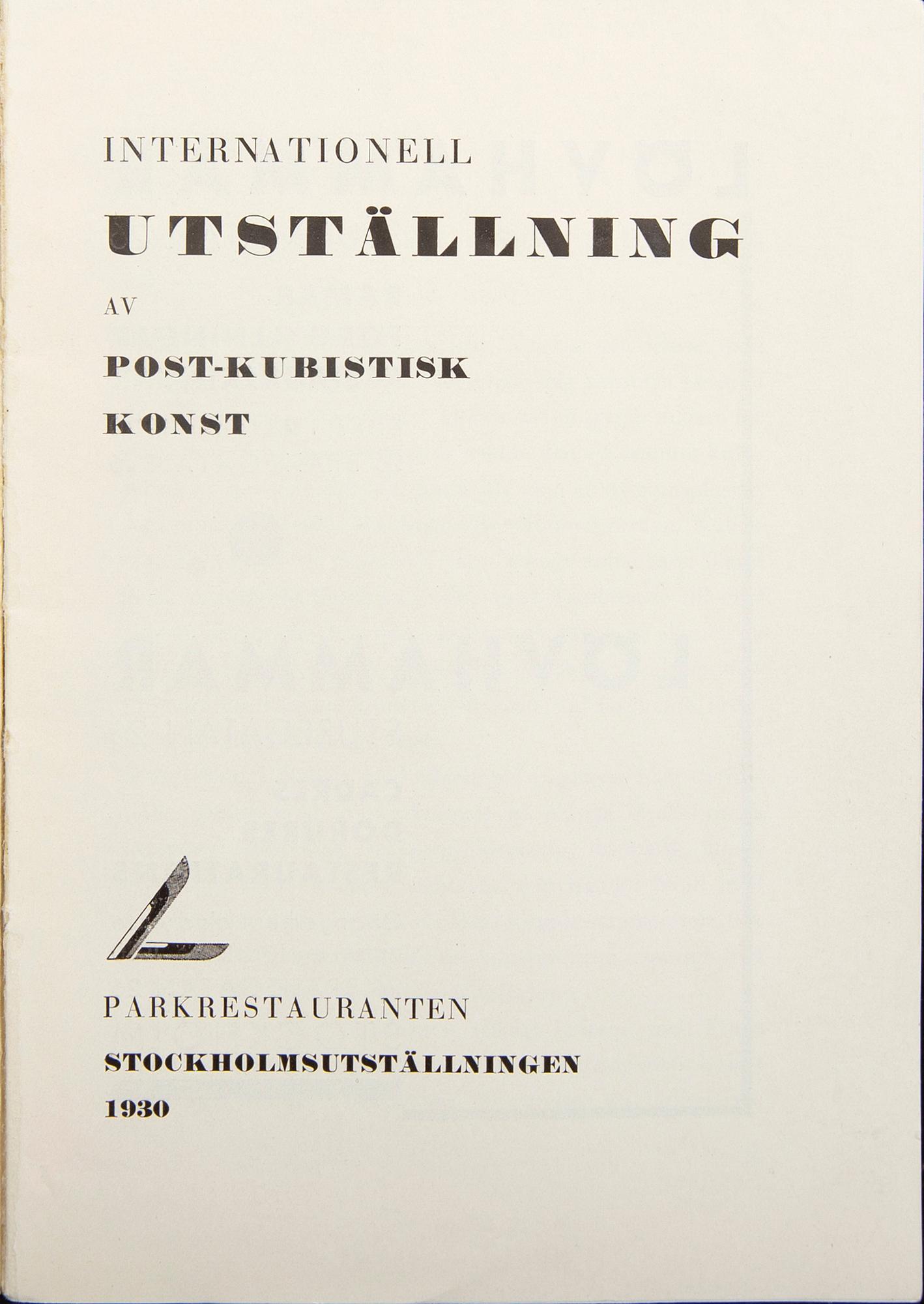 Exhibition catalogue, edited by Otto G. Carlsund, Stockholmsutställningen (Stockholm Exhibition), 1930.
