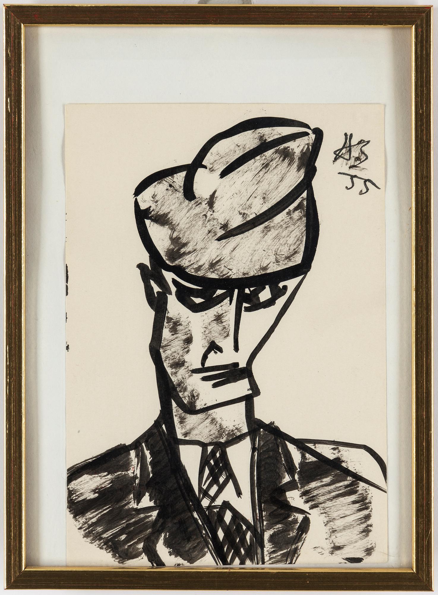 ANATOLE ZVEREV, two drawings, ink on paper, signed with initials in cyrillic AZ and dated -57 and 55.