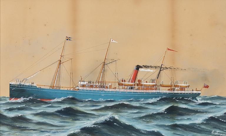 E Thompson, aktiv omkring 1900, Brittiska last- och passagerareångaren "Romeo".