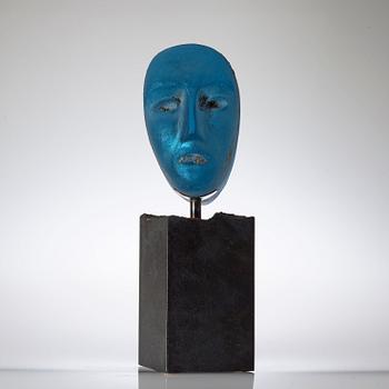 A unique Bertil Vallien 'Janus head' sand cast glass sculpture, Kosta Boda 2007.