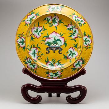 A large cloisonné charger, China, modern manufactory.