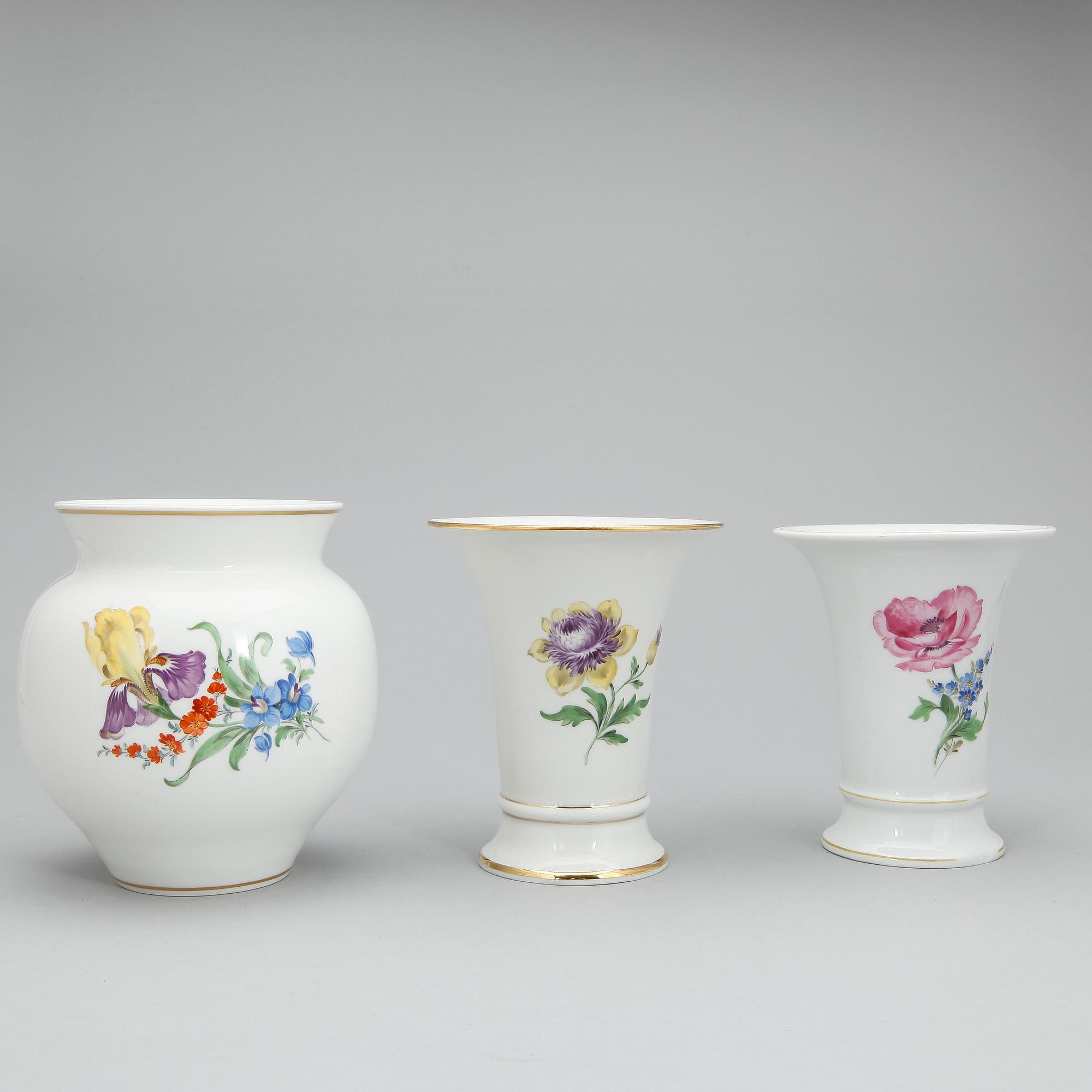 VASER, porslin, 5 st, Meissen, 1900-tal.