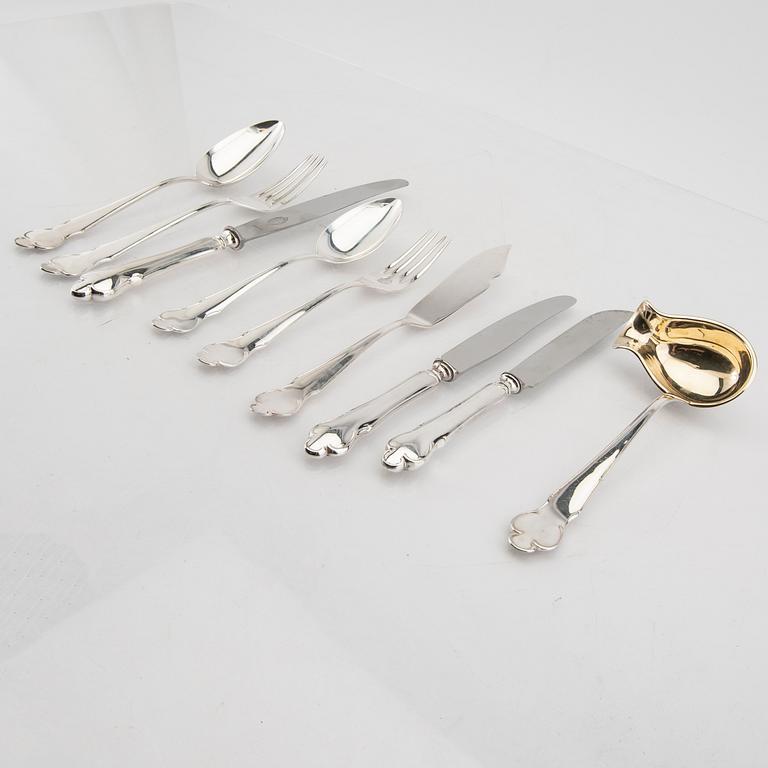 A Swedish 20th century set of 98 pcs if sivler cutlery "Disa" Mark of MGAB Uppsala, total weight 5312 grams.