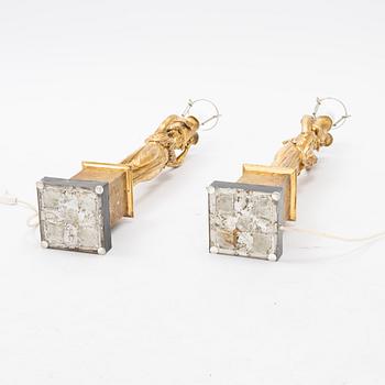 A pair of metal Empire style table lights, late 20th Century.