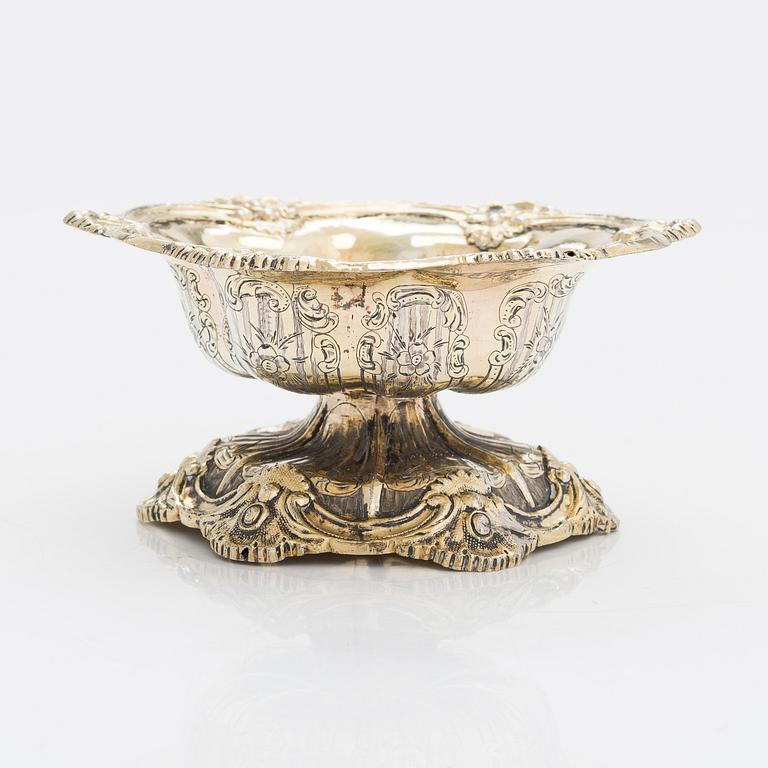 A mid-19th-century parcel-gilt silver salt cellar, Moscow 1846.