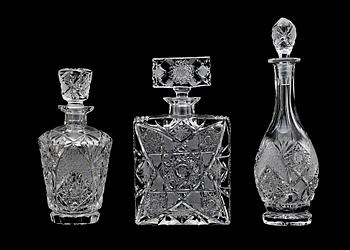 KARAFFER, 3 st, glas, 1900-tal.