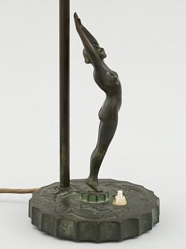 BORDSLAMPA, brons, art deco, 1920/30-tal.