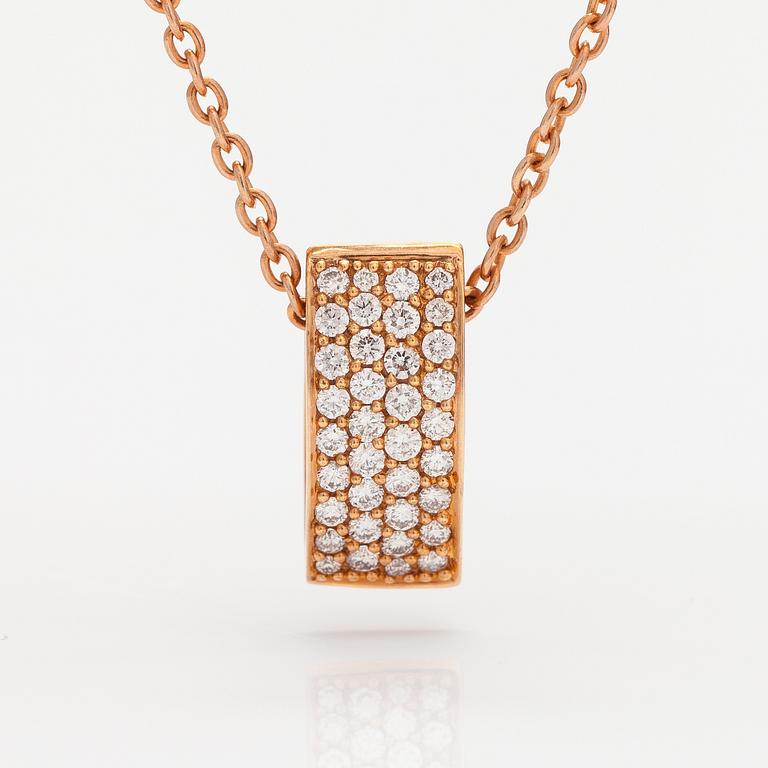 KAULAKORU, 18K punakulta, timantteja n. 0.61 ct yht.