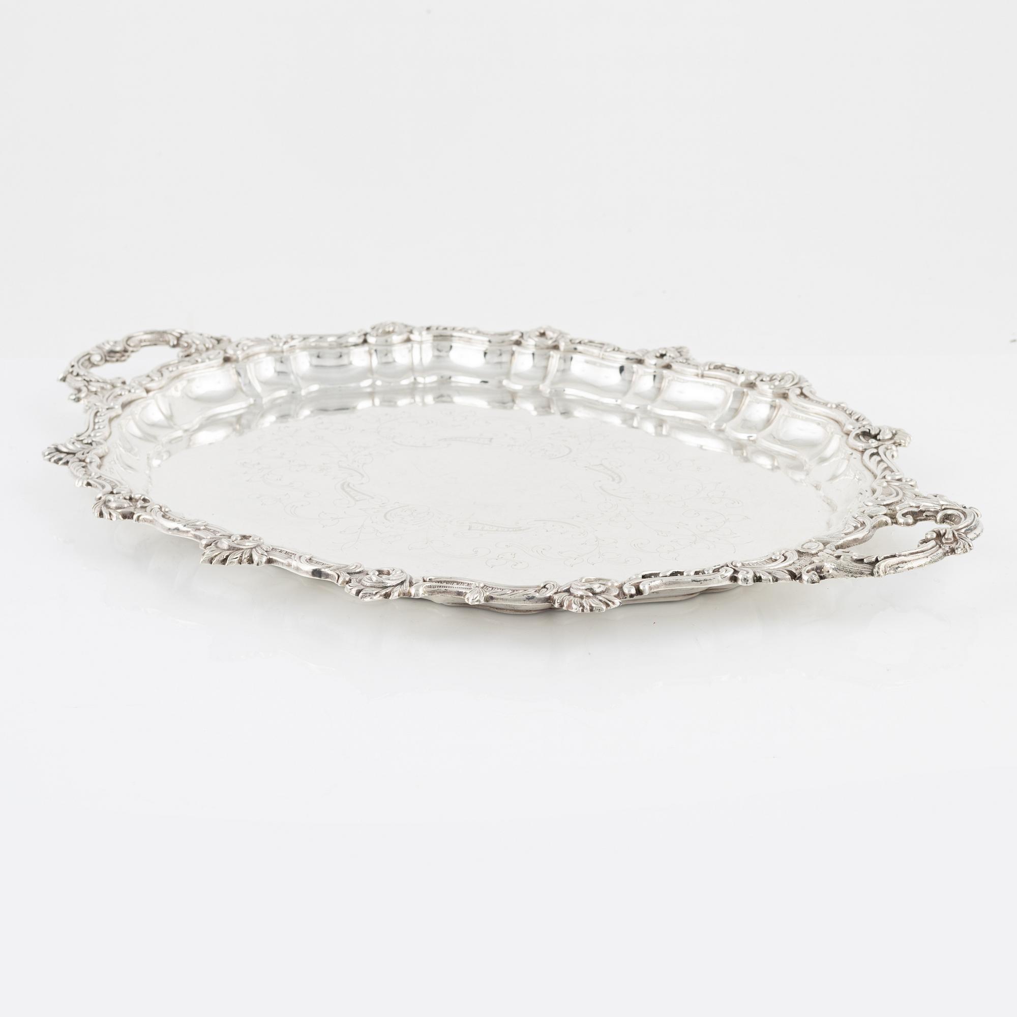 Bricka, silver, Spanien, svensk importstämpel, 1900-tal.