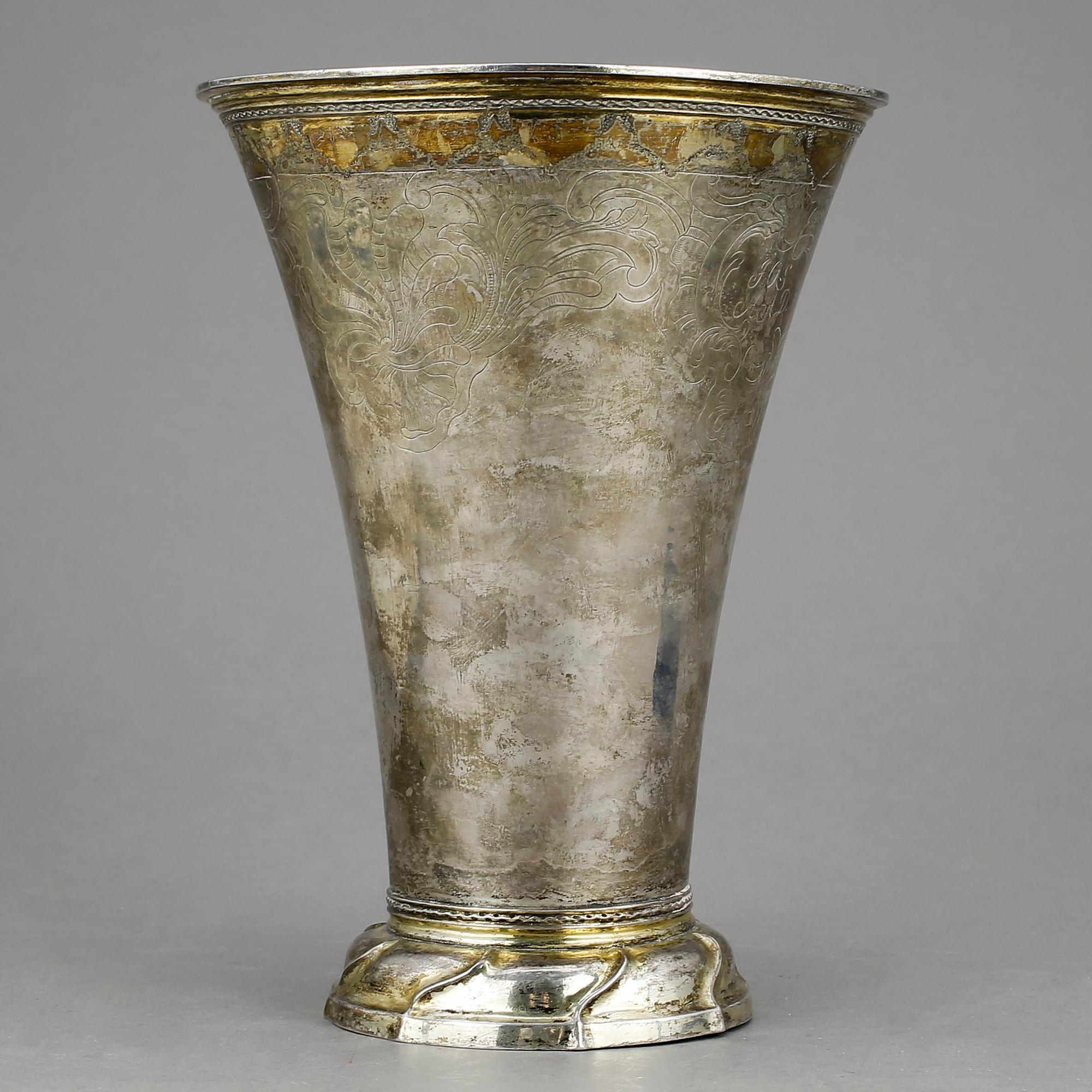 BÄGARE, silver, Lorens Stabeus, Stockholm, 1769. Vikt ca 568g.