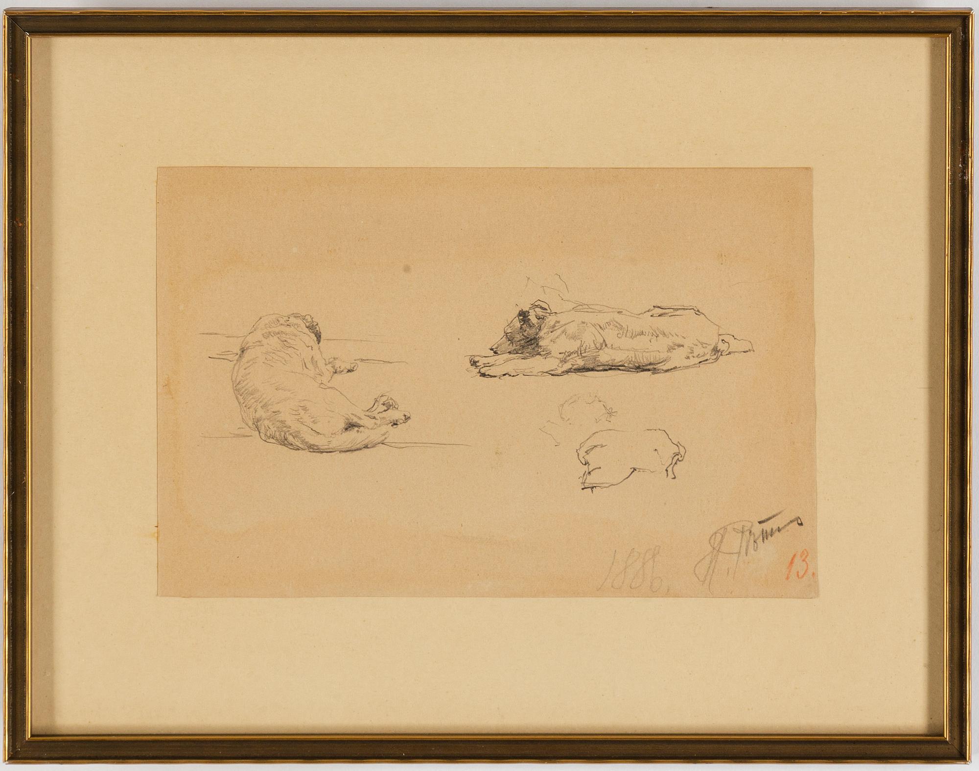 ILJA JEFIMOVITJ REPIN, a pencil drawing, signed och numbered 13, dated 1886.