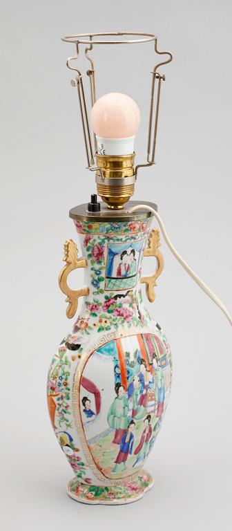 BORDSLAMPA, porslin, Kanton, Kina, 1800-tal.