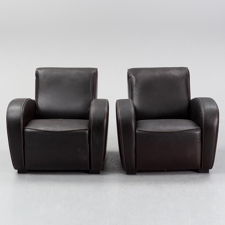 A pair of Italian leather armchairs from  Industria Divani e Poltrone, 21st-century.