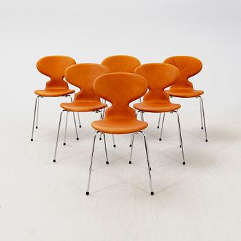 A set of six Arne Jacobsen "Myran" leather chairs for Fritz Hansen Denmark, later part of the 20th century,