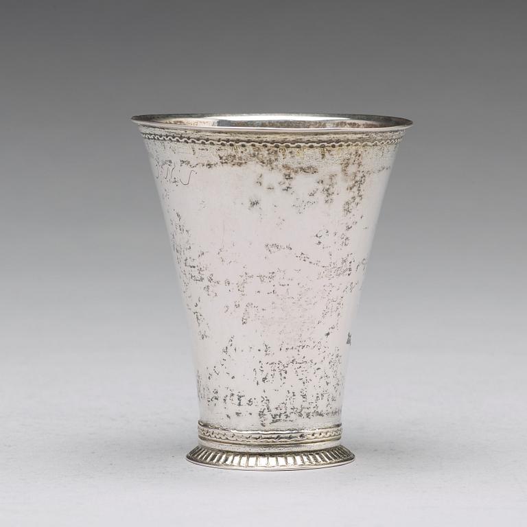 A Swedish 18th century parcel-gilt silver beaker, mark of Petter Julin, Koping 1754.