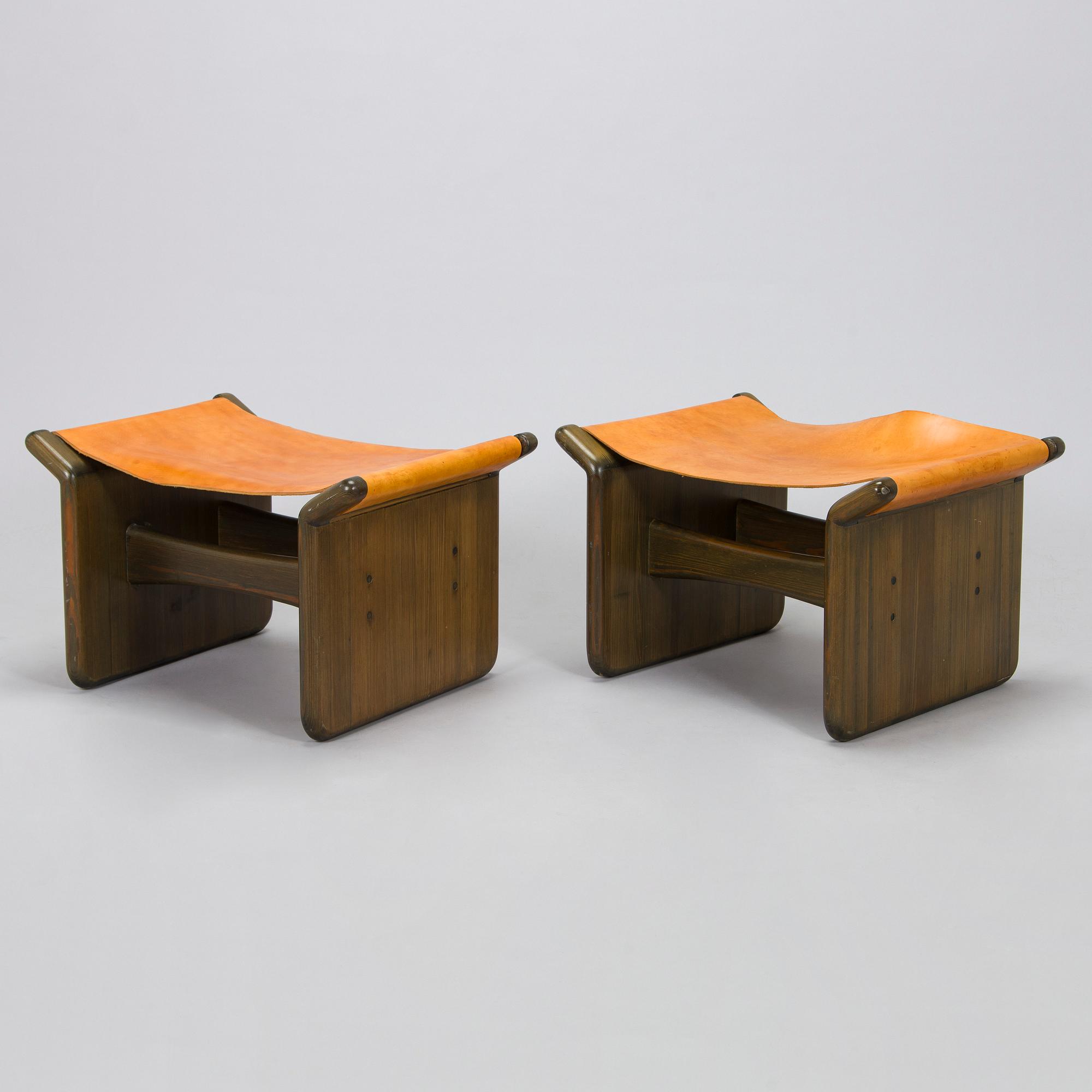 Tapio Wirkkala, a pair of stools made to order  for the Finnish Glass Museum manufactured by  Reino Huotari 1981.