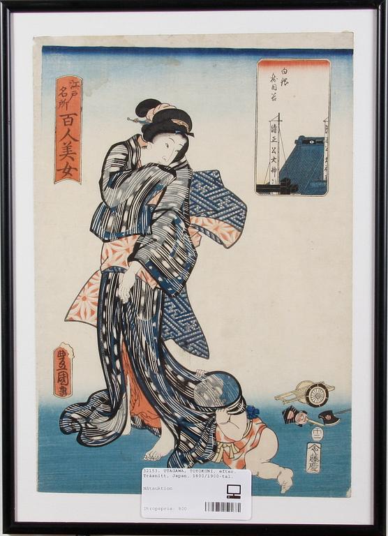 UTAGAWA, TOYOKUNI, hans efterföljare. Träsnitt, Japan, 1800-tal.