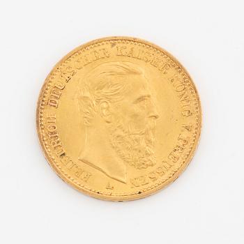 Guldmynt, Tyskland, Friedrich av Preussen, 20 mark, 1888.