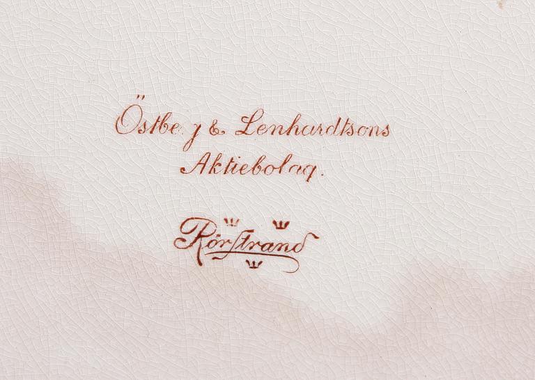 UNDERLÄGG, porslin, nickel, Rörstrand omkring 1900.
