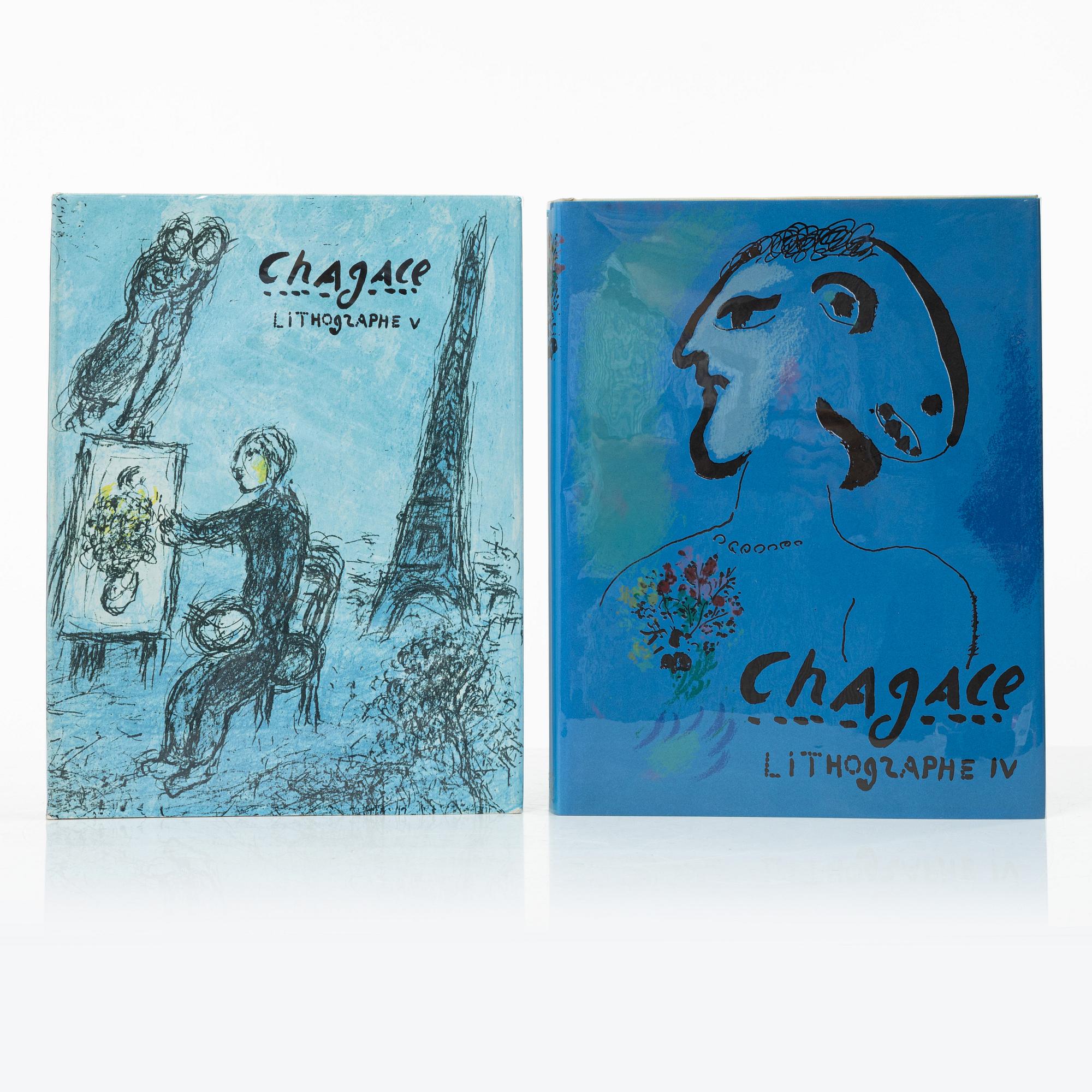 Marc Chagall, böcker, 6 st, "Chagall Lithographe I-VI, 1922-1985", Fernand Mourlot.