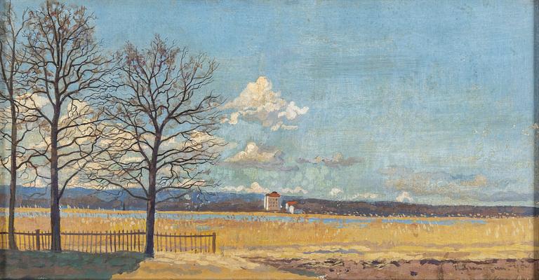 REINHOLD LJUNGGREN, olja på pannå, signerad R. Ljunggren och daterad 45.