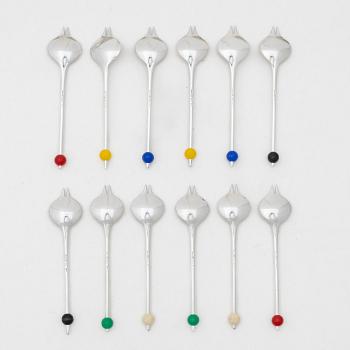 A silver dessert cutlery set, 12 pieces, marks of Guldsmedsaktiebolaget (GAB), Stockholm, Sweden 1964.