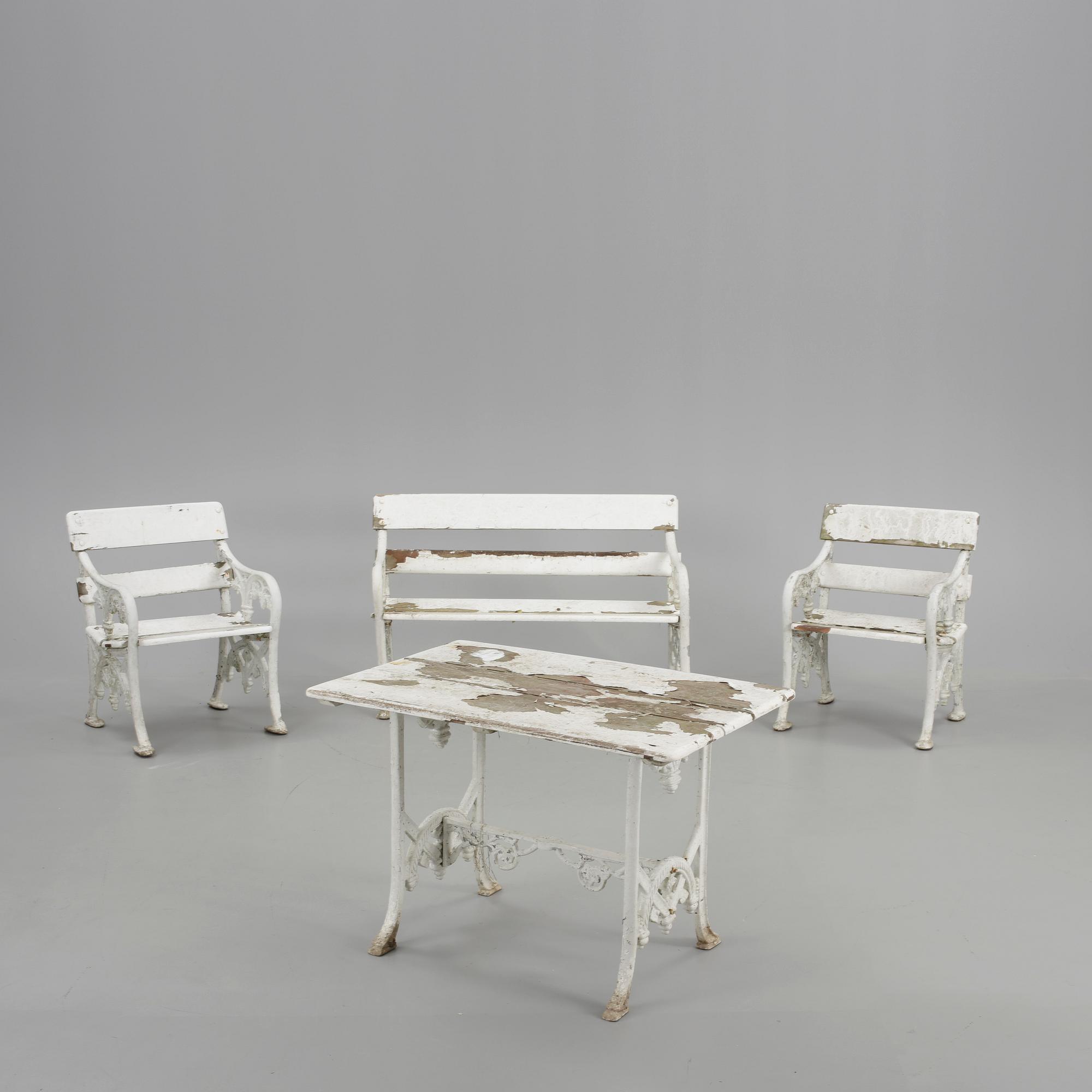 TRÄDGÅRDSGRUPP, 4 delar, aluminium, 1900-talets andra hälft.