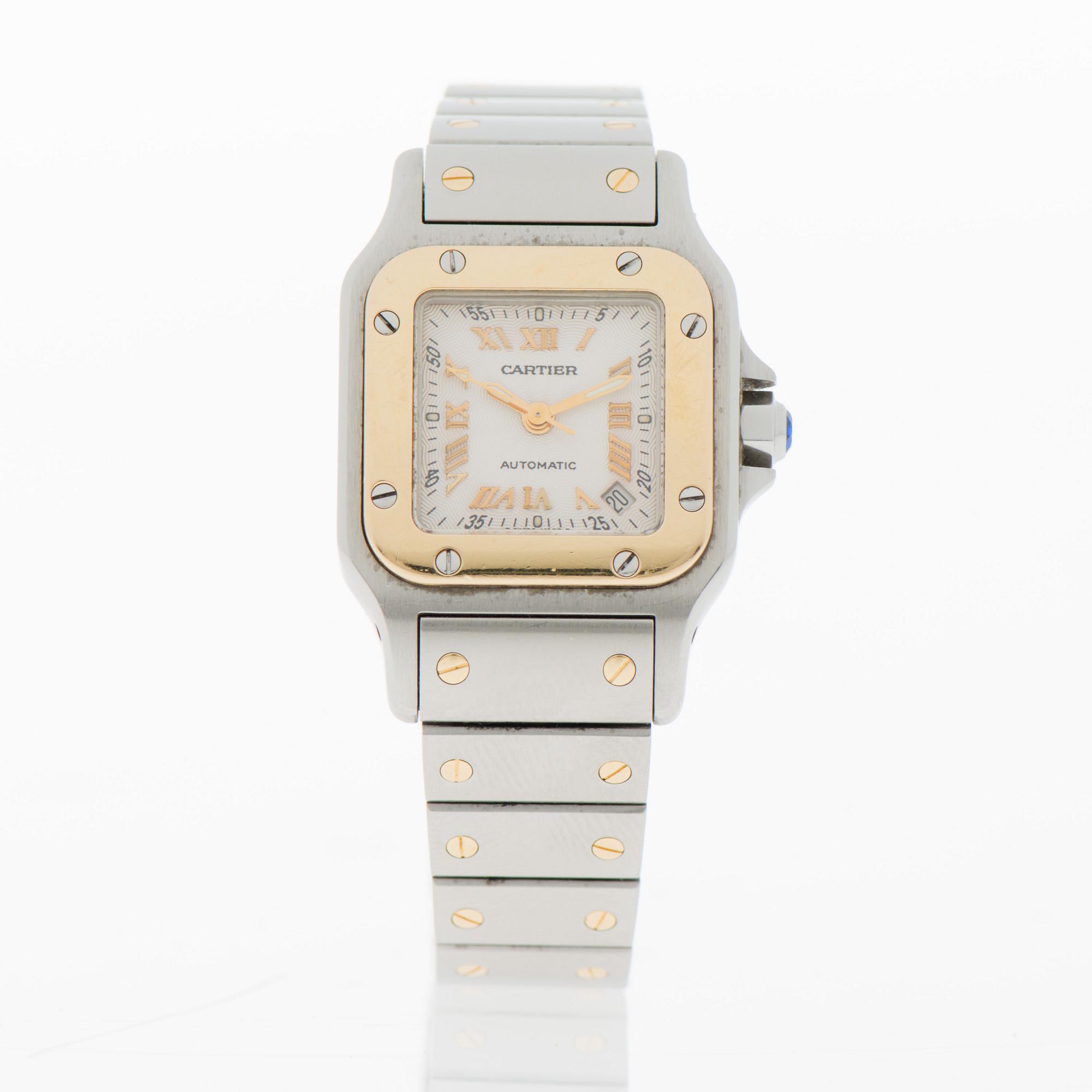 CARTIER, Santos, rannekello, 24 x 24 mm.